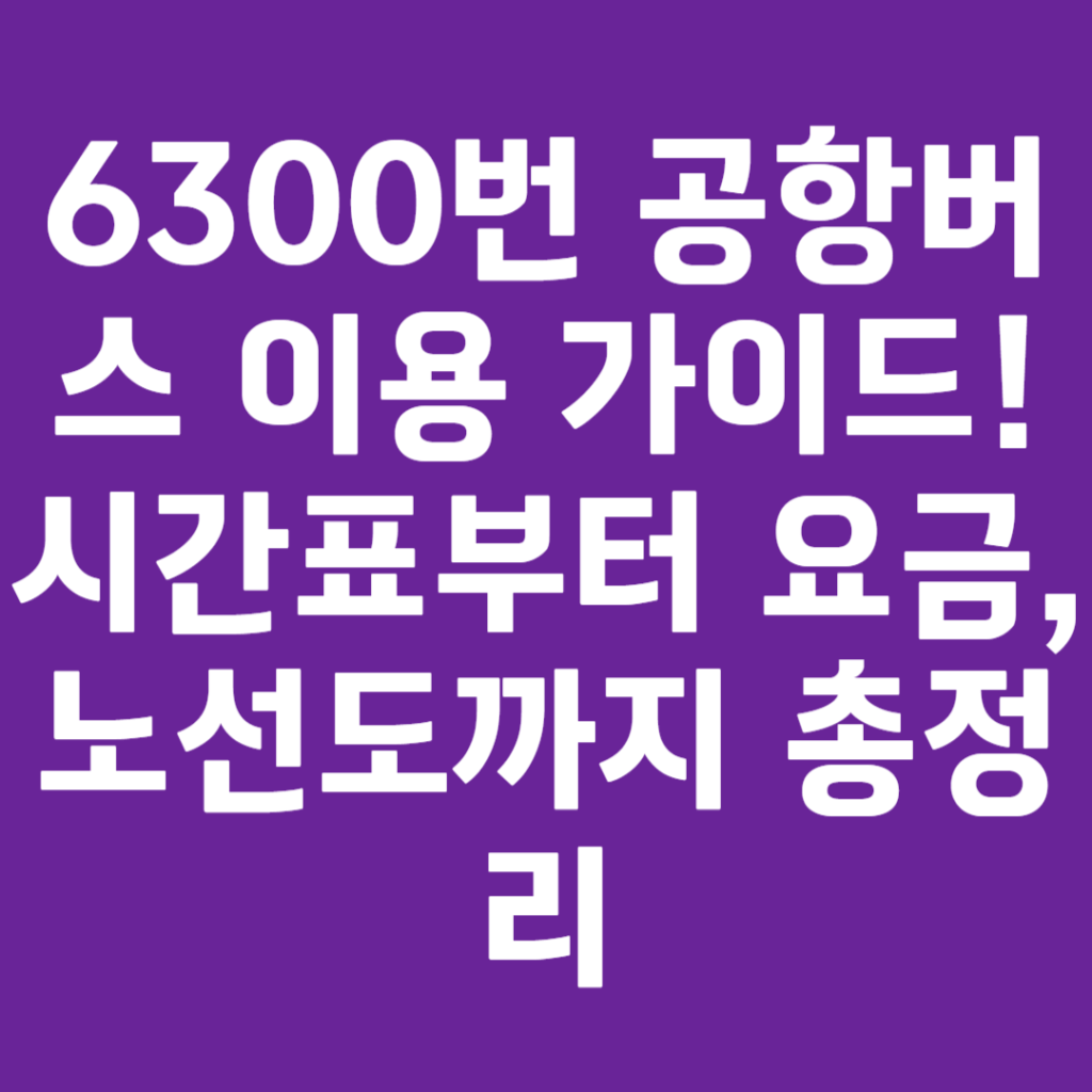 6300번 공항버스 이용 가이드! 시간표부터 요금, 노선도까지 총정리