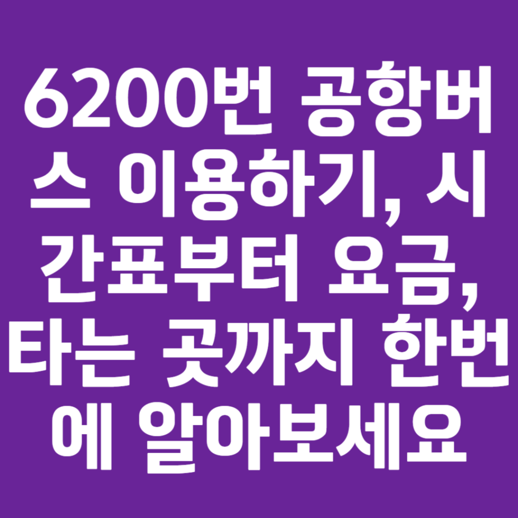 6200번 공항버스 이용하기, 시간표부터 요금, 타는 곳까지 한번에 알아보세요