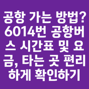 공항 가는 방법? 6014번 공항버스 시간표 및 요금, 타는 곳 편리하게 확인하기