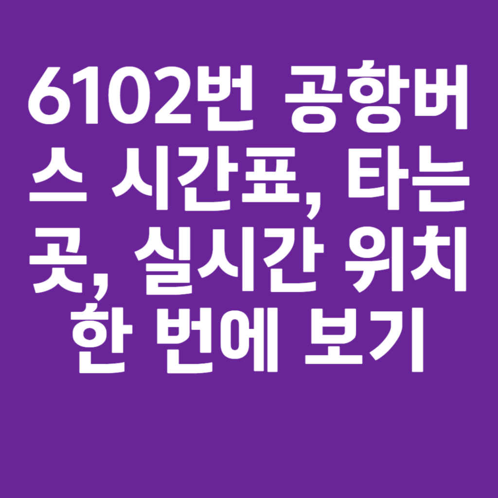 6102번 공항버스 시간표, 타는 곳, 실시간 위치 한 번에 보기 6102번 공항버스 시간표, 타는 곳, 실시간 위치 한 번에 보기
