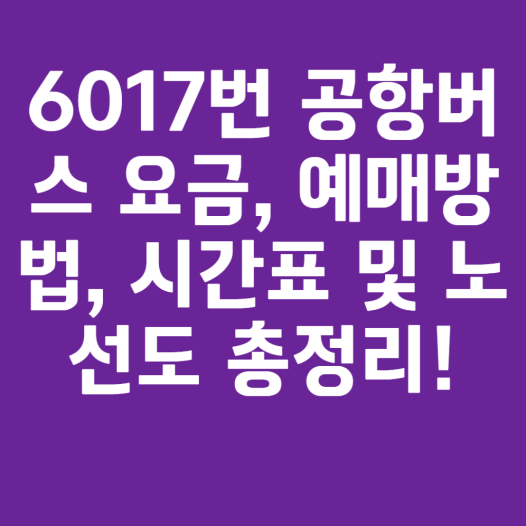 6017번 공항버스 요금, 예매방법, 시간표 및 노선도 총정리 6017번 공항버스 요금, 예매방법, 시간표 및 노선도 총정리