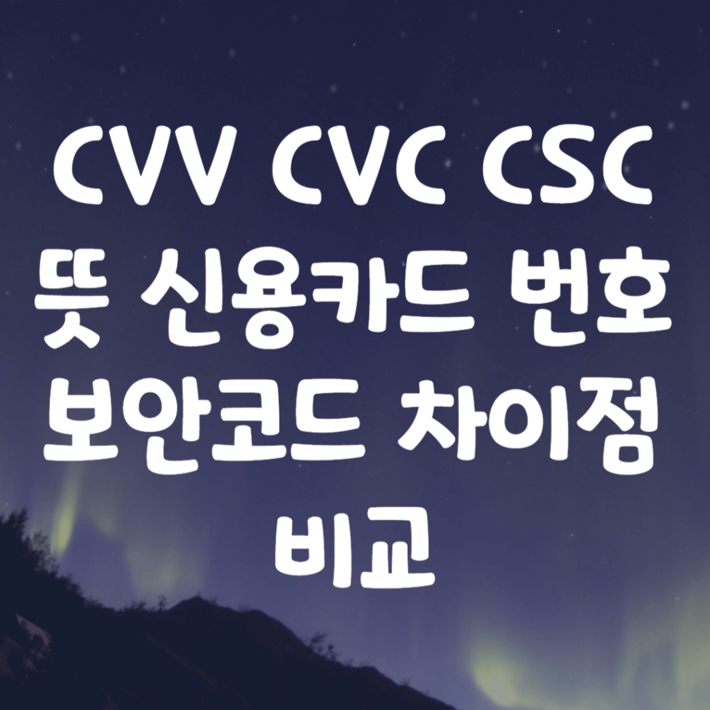 CVV CVC CSC 뜻 신용카드 번호 보안코드 차이점 비교 CVV CVC CSC 뜻 신용카드 번호 보안코드 차이점 비교