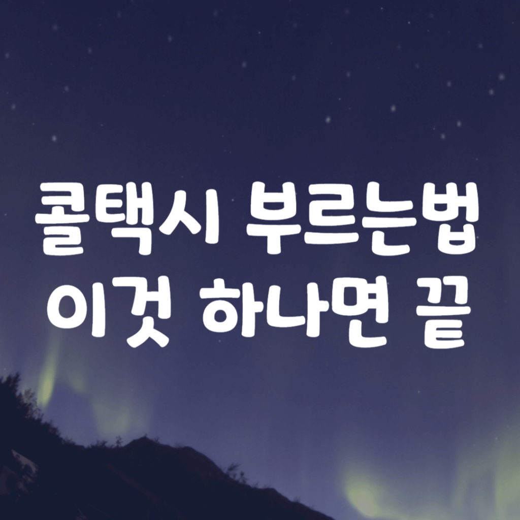 콜택시 부르는법 이것 하나면 끝 콜택시 부르는법 이것 하나면 끝