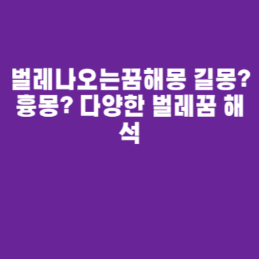 벌레나오는꿈해몽 길몽? 흉몽? 다양한 벌레꿈 해석