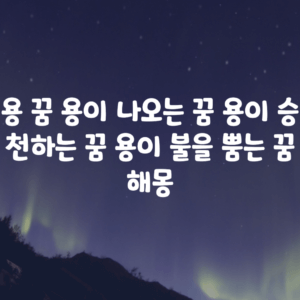 용 꿈 용이 나오는 꿈 용이 승천하는 꿈 용이 불을 뿜는 꿈 해몽