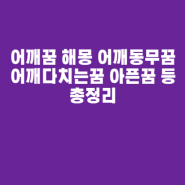 어깨꿈 해몽 어깨동무꿈 어깨다치는꿈 아픈꿈 등 총정리