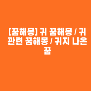 [꿈해몽] 귀 꿈해몽 / 귀 관련 꿈해몽 / 귀지 나온 꿈