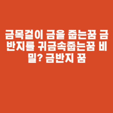 금목걸이 금을 줍는꿈 금반지를 귀금속줍는꿈 비밀? 금반지 꿈