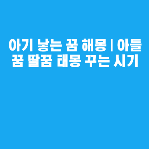 아기 낳는 꿈 해몽 | 아들꿈 딸꿈 태몽 꾸는 시기